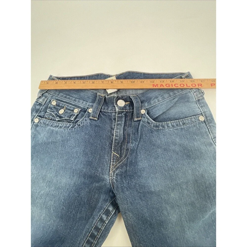 True Religion Denim Straight Jeans Mens 31x31 Blue Medium Wash Flap Pockets Y2K